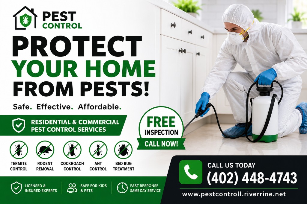 Protect your home from pests — residential and commercial pest control. Free inspection. Call (402) 448-4743